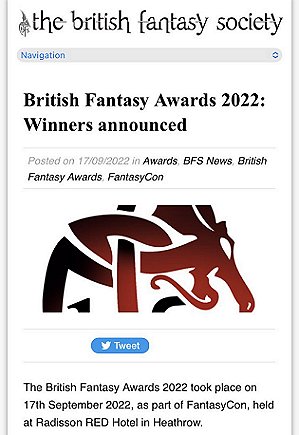 Screenshot: British Fantasy Awards 2022: Winners announced