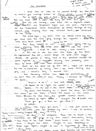 Handwritten notes for 'The Controllers' by Paul Kane