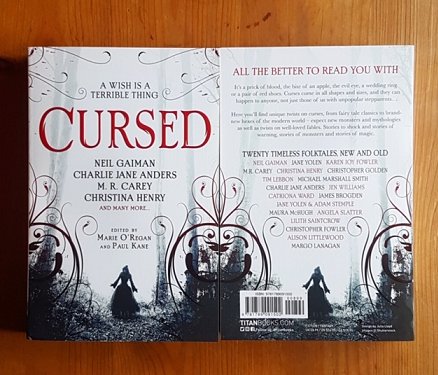 Front and back covers, Cursed, edited by Marie O'Regan and Paul Kane