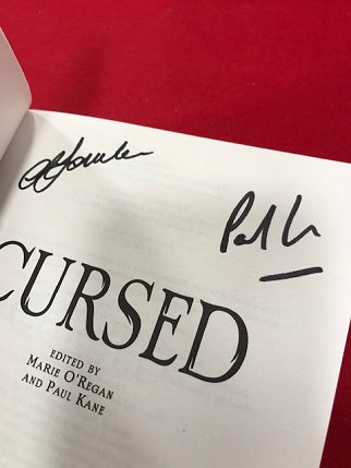 Signature page, Cursed, edited by Marie O'Regan and Paul Kane