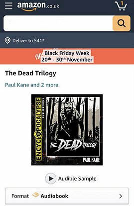 Screenshot - audiobook of The Dead Trilogy on amazon.co.uk