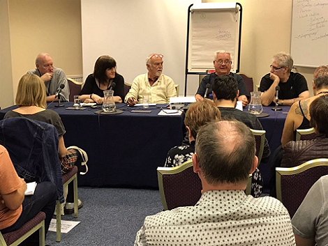HWA panel at FantasyCon 2017. L to R: Stephen Jones, Marie O'Regan, Peter Crowther, Ramsey Campbell, Paul Kane