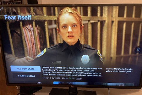 TV screen showing menu for Fear Itself on Apple TV+