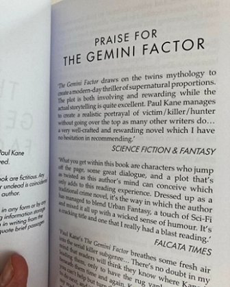 Reviews of The Gemini Factor by Paul Kane