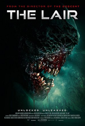 Film poster for The Lair - image featuring monster's head, teeth dripping blood