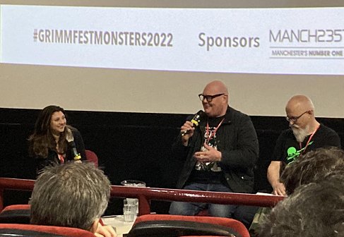 Dominic Brunt answering questions at Grimmfest Monsters and Movies