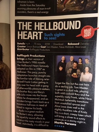 Sci-Fi Now review of Paul Kane's audio adaptation of Clive Barker's 'The Hellbound Heart' from Bafflegab Productions