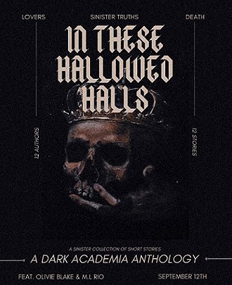 A mocked-up alternative cover for In These Hallowed Halls, showing a crowned skull held in a hand