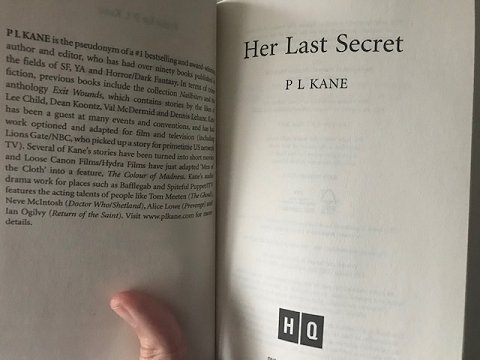 Author bio and frontispiece, Her Last Secret, by PL Kane
