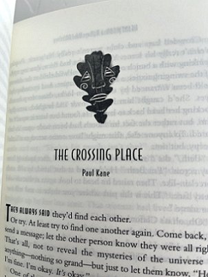 Photograph showing title page of a story from Heartwood - edited by Dan Coxon. Story is 'The Crossing Place' by Paul Kane