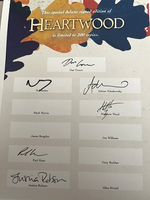 close-up photograph of a signing sheet for Heartwood