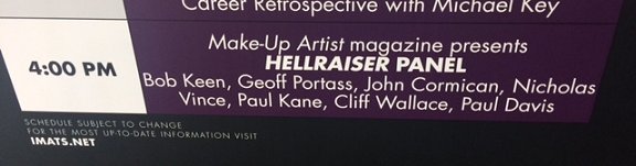 Hellraiser Panel at IMATS, London, with Bob Keen, Geoff Portass, John Cormican, Nicholas Vince, Paul Kane, Cliff Wallace, Paul Davis