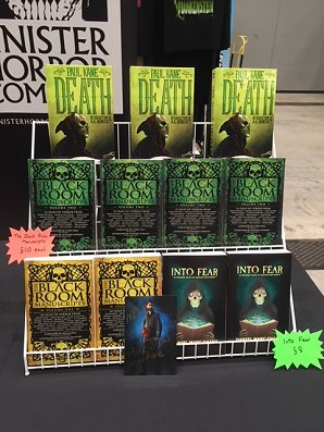 Sinister Press display, including Death by Paul Kane