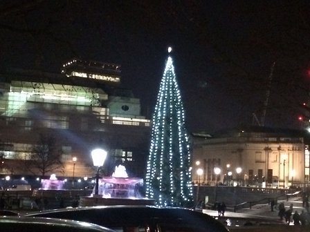 Christmas tree, Trafalgar Square, London, Christmas 2014