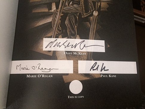 Night Shift by Stephen King, signing sheet, signed by Dave McKean, Marie O'Regan and Paul Kane
