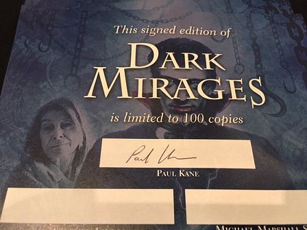 Dark Mirages signing sheet, signed by Paul Kane