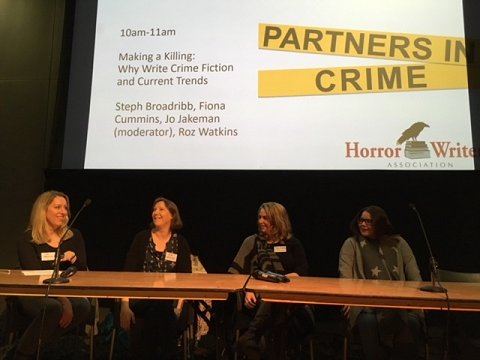 Partners in Crime event - Making A Killing Panel. L to R: Jo Jakeman, Roz Watkins, Steph Broadribb and Fiona Cummins