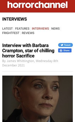 screenshot: Horror channel interview with Barbara Crampton