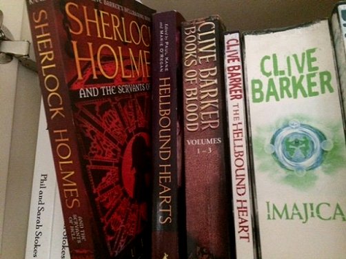 Sherlock Holmes and the Servants of Hell, by Paul Kane - alongside Hellbound Hearts, Books of Blood, The Hellbound Heart and Imajica by Clive Barker