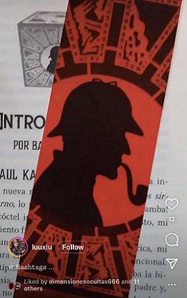 Picture of a bookmark featuring artwork from the cover of Sherlock Holmes and the Servants of Hell by Paul Kane