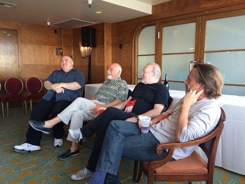 L to R: Pete Atkins, Peter Crowther, Stephen Jones and Michael Marshall Smith