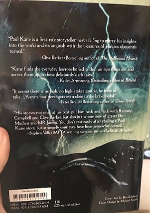 Back cover, contributor copy of Storm, by Paul Kane