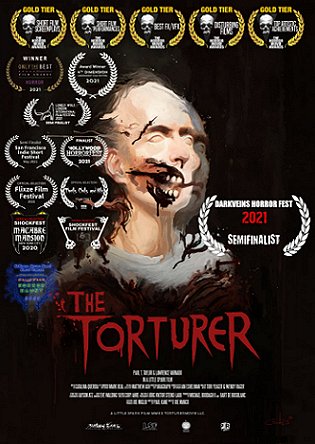 The Torturer film poster, with Dark Veins Horror Fest Semi Finalist laurel