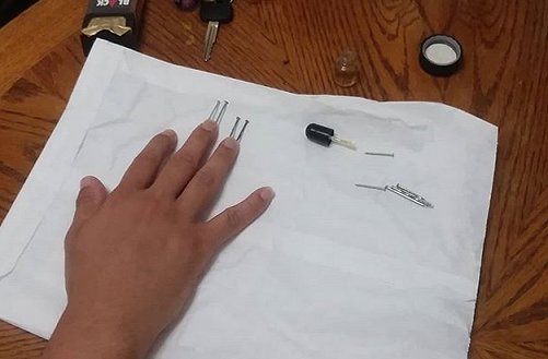 Make-up test for The Torturer - pins in nails