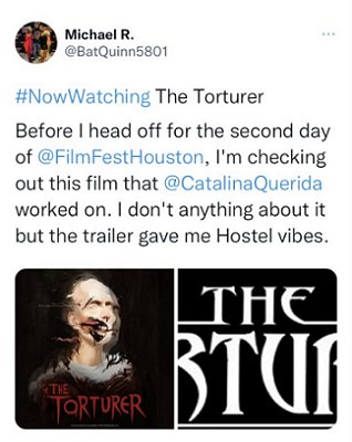 Screenshot of tweet showing The Torturer on Tubi