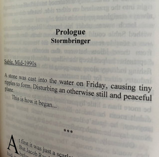 photograph showing the beginning of the prologue to The Wet by Paul Kane. Title: Stormbringer