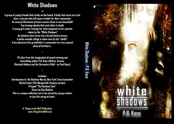 Wraparound cover for White Shadows, by P.B. Kane