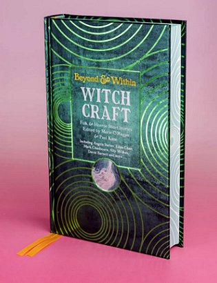 banner image showing a copy of Beyond and Within Witchcraft, edited by Marie O'Regan and Paul Kane, standing against a pink background.