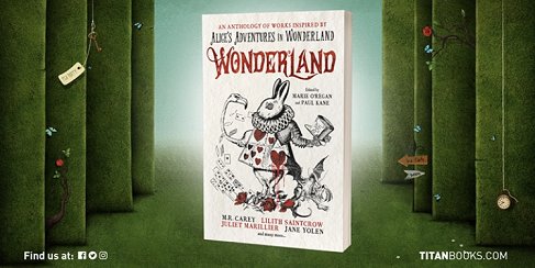 Banner display for Wonderland, edited by Marie O'Regan and Paul Kane