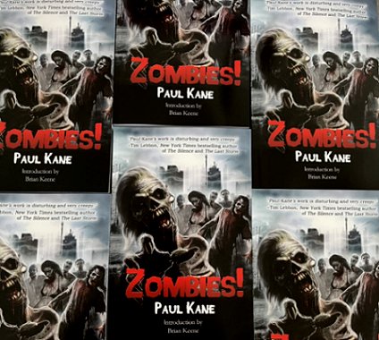 Display of front covers of Zombies! by Paul Kane