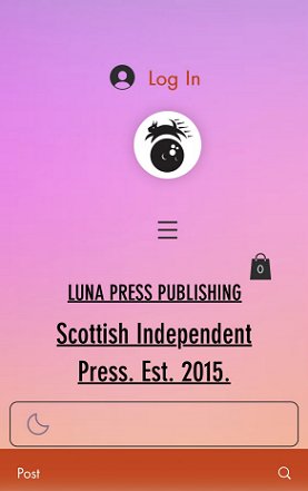 screenshot from Luna press. Image shows the name Luna Press Publishing. Scottish Independent Press. Est. 2015