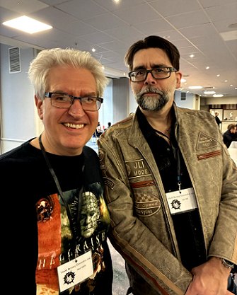 Photograph showing a smiling Paul Kane (L) next to Joe Hill (R)